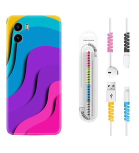 Vivo Y15S Y32 Y33S Y51 Y53S Kılıf Kablo Koruma Spiral Silikon Renk Cümbüşü 1631