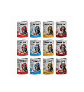 Foodline Karışık 4 çeşit Yetişkin Kedi Konservesi 400 Gr x 12 Adet