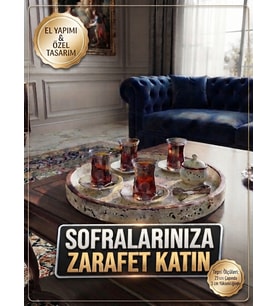 Orion Serisi El Yapımı Dekoratif Çay ve Sunum Tepsisi (23x3 cm)