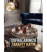 Orion Serisi El Yapımı Dekoratif Çay ve Sunum Tepsisi (23x3 cm)