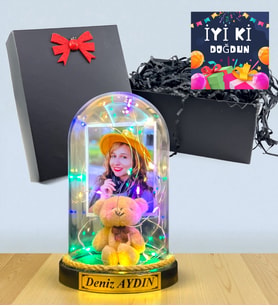 Kişiye Özel Renkli Led Işıklı Fanus Doğum Günü Hediyesi İyi Ki Doğdun (Model 9)