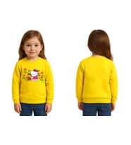 Unisex Hello Kity Baskılı Çocuk Swaetshirt 3 İplik Şardonlu (Sarı)