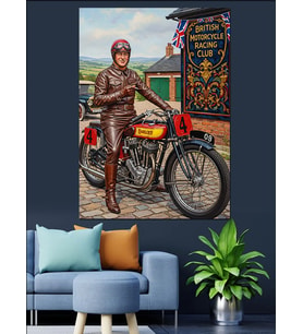 Vintage Motosiklet Sürücüsü Posteri Dekoratif Kanvas - Mdf Ahşap Tablo
