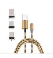 İphone Type-C Android 3  Yuvarlak Başlık Manyetik Şarj Usb Kablosu-(5775) - GLST7926-5439