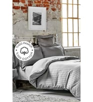 Charm Bold Gri %100 Pamuk Çift Kişilik Nevresim Takımı