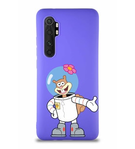 Xiaomi Mi Note 10 Lite Soft Premier Kapak Sandy Tasarımlı Silikon Kılıf - Mor (Şeffaf)