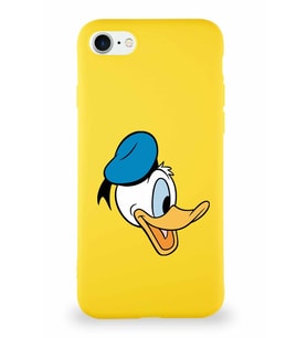 Apple iPhone SE 2022 Soft Premier Kapak Donald Duck-F Tasarımlı Silikon Kılıf - Sarı (Şeffaf)