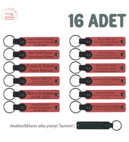 Nar Çiçeği, Okul Törenleri İçin Öğretmen İsmi Yazılı 16'lı Set, Hediyelik Hatıra Anı Anahtarlığı