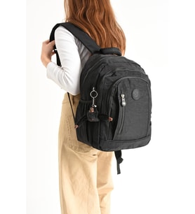 Ultra Hafif Çok Cepli Orta Boy Sırt Çantası Unisex Siyah (Model: 571-4D)