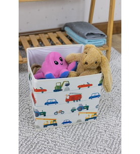 Araba Desenli Kapaksız Oyuncak Kutusu Dizenleyici Organizer Kutu 30 x 30 x 30