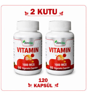 Vitamin B12 1000 mcg 2 Kutu 120 Kapsül – B12 Takviye Edici Gıda