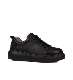 Trend Adımlar Siyah Aura Kadın Hakiki Deri Sneaker