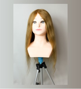 PRODİVA KUAFÖR EĞİTİM MANKENİ OMUZLU GERÇEK SAÇ- KUAFÖR ÇALIŞMA PUPPETİ - STANDART KAHVE 55 CM