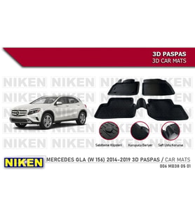 Mercedes Gla (w156) Havuzlu 3D Paspas Niken Siyah 2014-2019 Arası