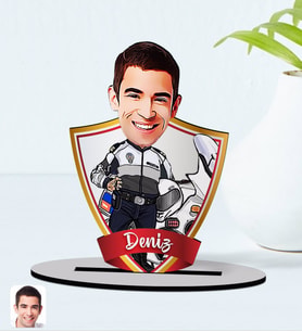 BK Gift Kişiye Özel İsimli Erkek Yunus Polis Karikatürlü Ahşap Biblo Model-1