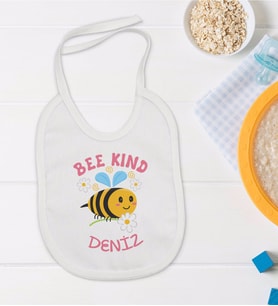 BK Kids Kişiye Özel Bee Kind Tasarımlı Bebek Mama Önlüğü - Model 1