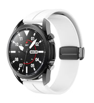 Samsung Galaxy Watch 3 45mm Gear S3 46mm Kordon Magnetli Ayarlanır Silikon Kordo (Beyaz)