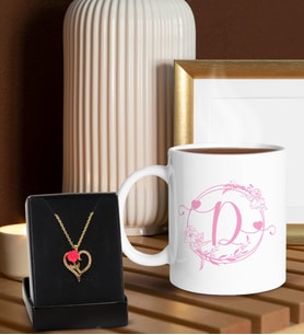 BK Gift Kişiye Özel Kupa ve Zirkon Taşlı Aşk Çiçeği Kalp Kolye-7, Sevgiliye Hediye, Doğum Günü Hediyesi, Yıl Dönümü Hediyesi