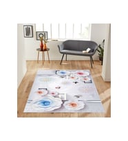 Rovigo Home Dijital Baskı Yıkanabilir Kaymaz Taban Salon Halısı RVG1857-SM253 (Gri)