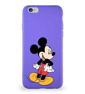 Apple iPhone 6S Soft Premier Kapak Mickey Mouse-D Tasarımlı Silikon Kılıf - Mor (Şeffaf)
