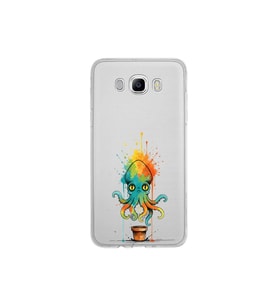 Samsung Galaxy J7 2016 ile uyumlu Splash ahtapot tasarımlı şeffaf silikon kılıf