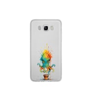 Samsung Galaxy J7 2016 ile uyumlu Splash ahtapot tasarımlı şeffaf silikon kılıf