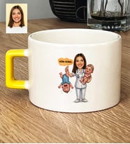 Kişiye Özel Karikatürlü Ebe Lüks Fincan Tıp Bayramı Hediyesi