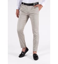 Erkek Slim Fit Nokta Dokulu Keten Pantolon 21K-2200420-5 Krem