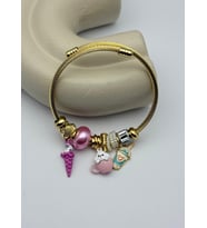 Çelik Gold Sevimli Charmlı Pandora Bileklik - 26blk30