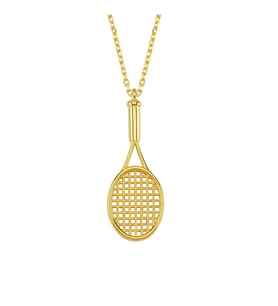 Gümüş Altın Kaplamalı Tenis Raket Kolye