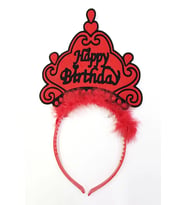 Happy Birthday Neon Kırmızı Renk Doğum Günü Tacı 24x15 cm
