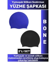Özel Üretim Su Geçirmez Elastik Yumuşak Yüzücü Havuz Deniz Yüzme Şapkası Silikon Bone 2'Li SET