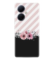 Vivo V29 Lite Kılıf Resimli Desenli Baskılı Silikon Strip Pink Flowers 1396