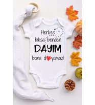 Unisex Bebek Beyaz Dayım Bana Doyamaz Çıtçıtlı Body Zıbın