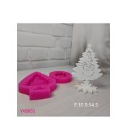 YY0051 Kardan Adam İşlemeli Çam Ağacı Tabanlıklı Silikon Kalıp