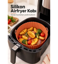 Silikon Airfryer ve Fırın Pişirme Matı Yuvarlak 20 cm İki Kulplu
