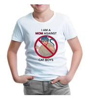 I am a Mom Against Cat Boys Beyaz Çocuk Tshirt