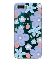 Oppo A5S/AX7/A12 Uyumlu Çiçek ve Çilek Desenli Şeffaf Telefon Kılıfı