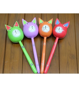 Northcity Ahşap Kedi Marakas – Etkileşimli Kedi Oyuncağı Polos Desen 25 Cm