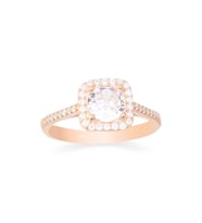 925 Ayar Gümüş Rose Gold Kare Pırlanta Modeli Yüzük