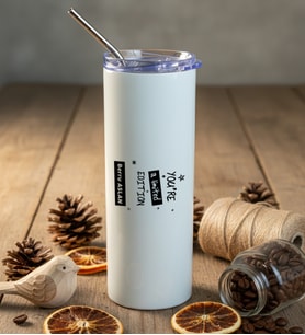 Kişiye Özel You Are a Limited Edition Pipetli Çelik Termos Doğum Günü Hediyesi (Beyaz)
