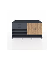 Kronos Konsol 4 Raflı 2 Çekmeceli 2 Kapaklı 176x59x99 Antrasit-Çam/Antrasit