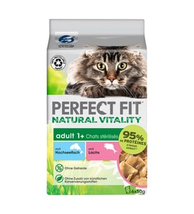 Perfect Fit Natural Vitality Okyanus Balıklı ve Somonlu Kısırlaştırılmış Kedi Konservesi 6x50gr