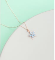 925 Ayar Gümüş Aquamarine Mini Nergis Çiçeği Kolye