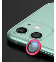 Apple Apple iPhone 12 Mini Kamera Lens Koruyucu HD Kalite Çerçeveli Tempered Glass Cam (Kırmızı)