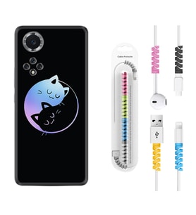Huawei Nova Y70 Y90 Nova 9 SE  Kılıf Kablo Koruma Spiral Silikon Love Cats 1604