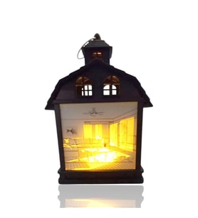 Ev Manzaralı Dekoratif Işıklı Led Gece Lambası Siyah