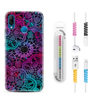 Huawei P20 Lite Mate 10 20 Lite Pro P40 Lite KılıfKablo Koruma Spiral Silikon Colurful Mandala 1667