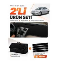 TOYOTA CAMRY (2006-2012) Uyumlu Torpido Örtüsü + Tay Tüyü Bagaj Çantası + Sticker Seti - Siyah
