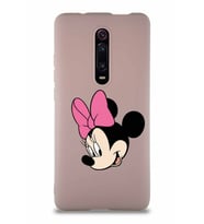 Xiaomi Redmi K20 Pro Soft Premier Kapak Minnie Mouse-B Tasarımlı Silikon Kılıf - Pudra (Şeffaf)